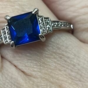 Sapphire Blue and Silver Women's Ring